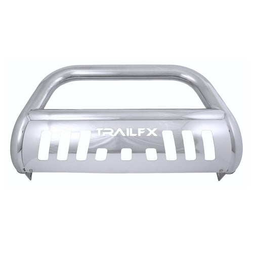 TrailFX Bull Bar 3-Inch Diameter Fits 2024-2025 Toyota Tacoma Polished Stainless Steel Grill Protector with Skid Plate Bolt-On Installation TrailFX B0045S