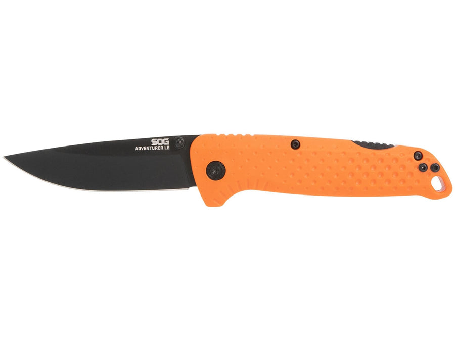 SOG 3" Adventurer LB Lightweight Portable Outdoor Folding Knife | CRYO 5CR15MOV Steel | GRN Handle | Lock-Back Mechanism, Blaze Orange/Black, Blister Pack