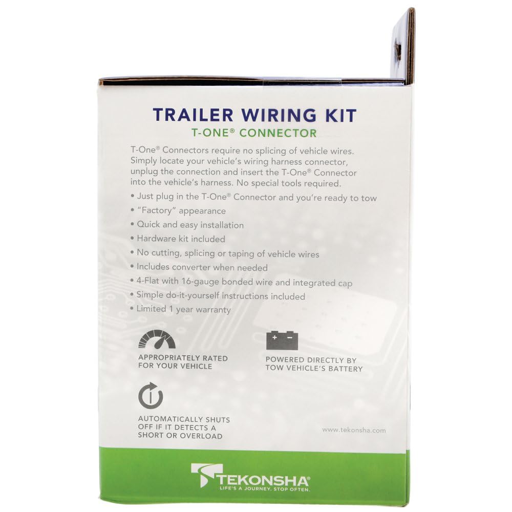 T-One Tekonsha 118895 T-Connector Custom Harness, 4-Way Flat, w/Circuit Protected ModuLite HD Module, Compatible with 2025 Volkswagen ID. Buzz