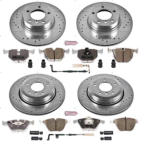 Power Stop K5765-26 Z26 Carbon Fiber Brake Pads Front and Rear with Drilled & Slotted Brake Rotors Kit For BMW 525i 2006-2007 [Model Specific]