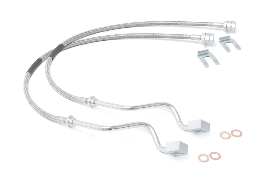 Rough Country Stainless Front Brake Lines for Ford F-250/F-350 Super Duty (1999-2004) with 4-8" Lift, 27" Long