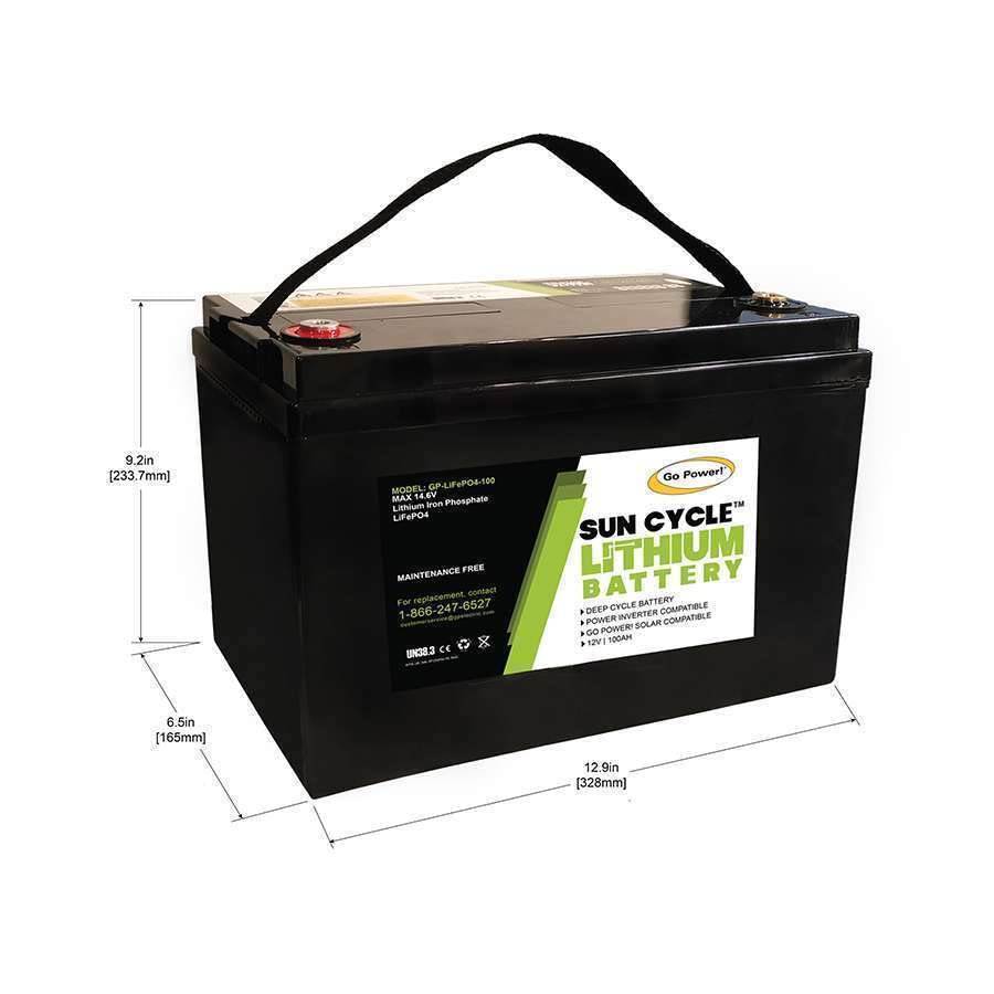 100Ah Go Power! Lithium (LiFePO4) 12V Deep Cycle Battery – Built-in Safety Features – for RV, Camper, Marine, Vanlife, Overland and Off-Grid Mobile Applications