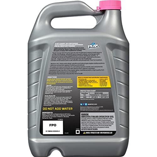 PEAK Charge Fleet SCA Precharged 50/50 Prediluted Antifreeze and Coolant for All Heavy Duty Engine Cooling Systems, 1 Gal.