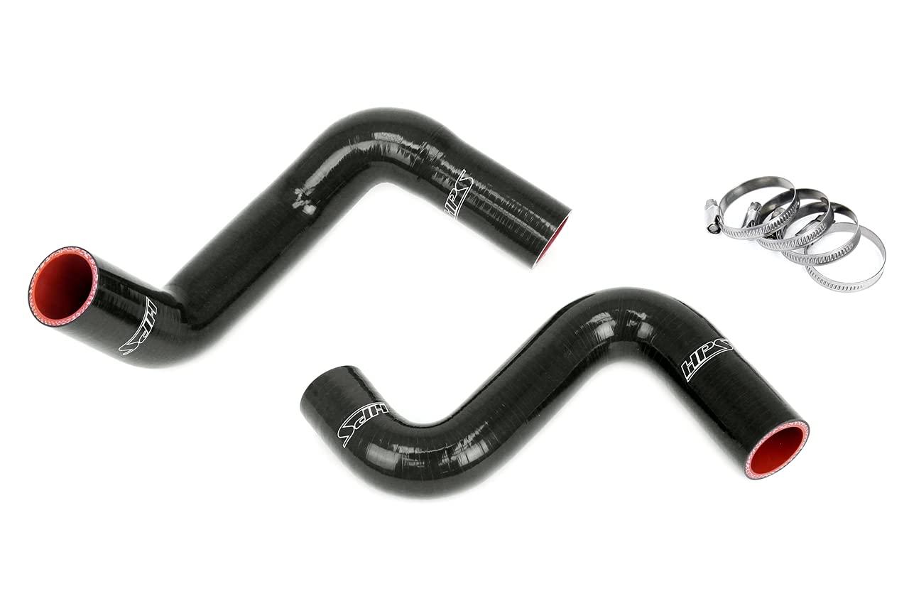 3-ply HPS Black Reinforced Silicone Radiator Coolant Hose Kit Compatible for 1989-1998 Nissan 240SX with LS Swap (LS1 water pump, 8 o'clock thermostat, KA24DE radiator), 57-2057-BLK