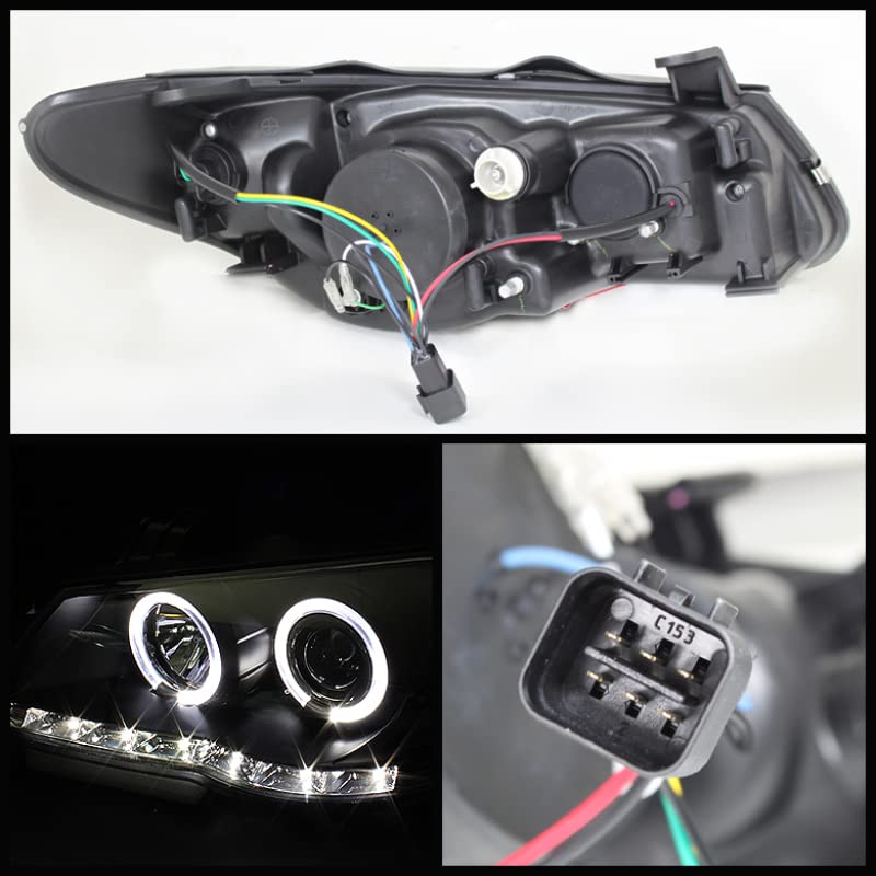 LED Halo Spyder Auto Projector Headlights Black/Clear