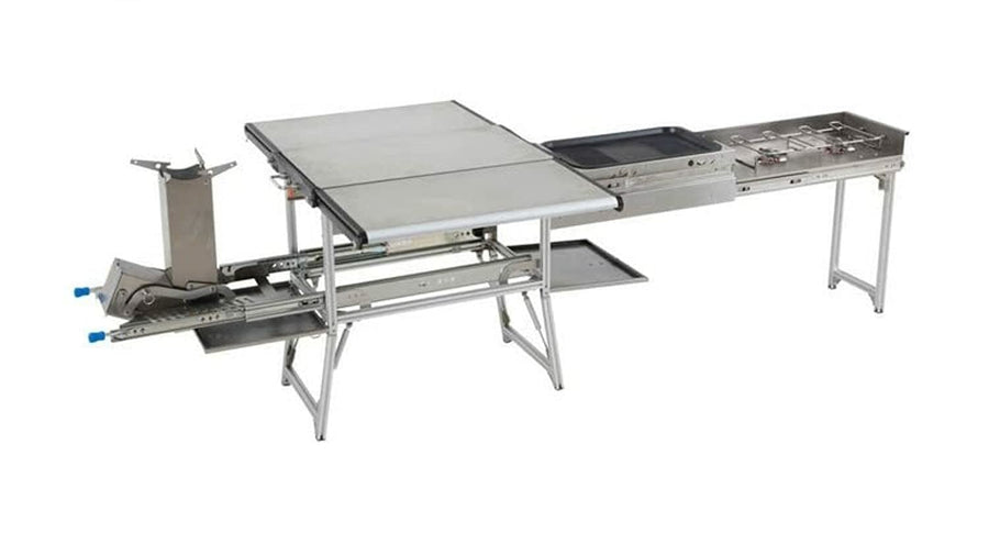 Komodo Camp Kitchen Overland Vehicle Systems - Dual Grill, Skillet, Folding Shelves, and Rocket Tower - Marine Grade Stainless Steel and Aircraft Grade Aluminum Construction