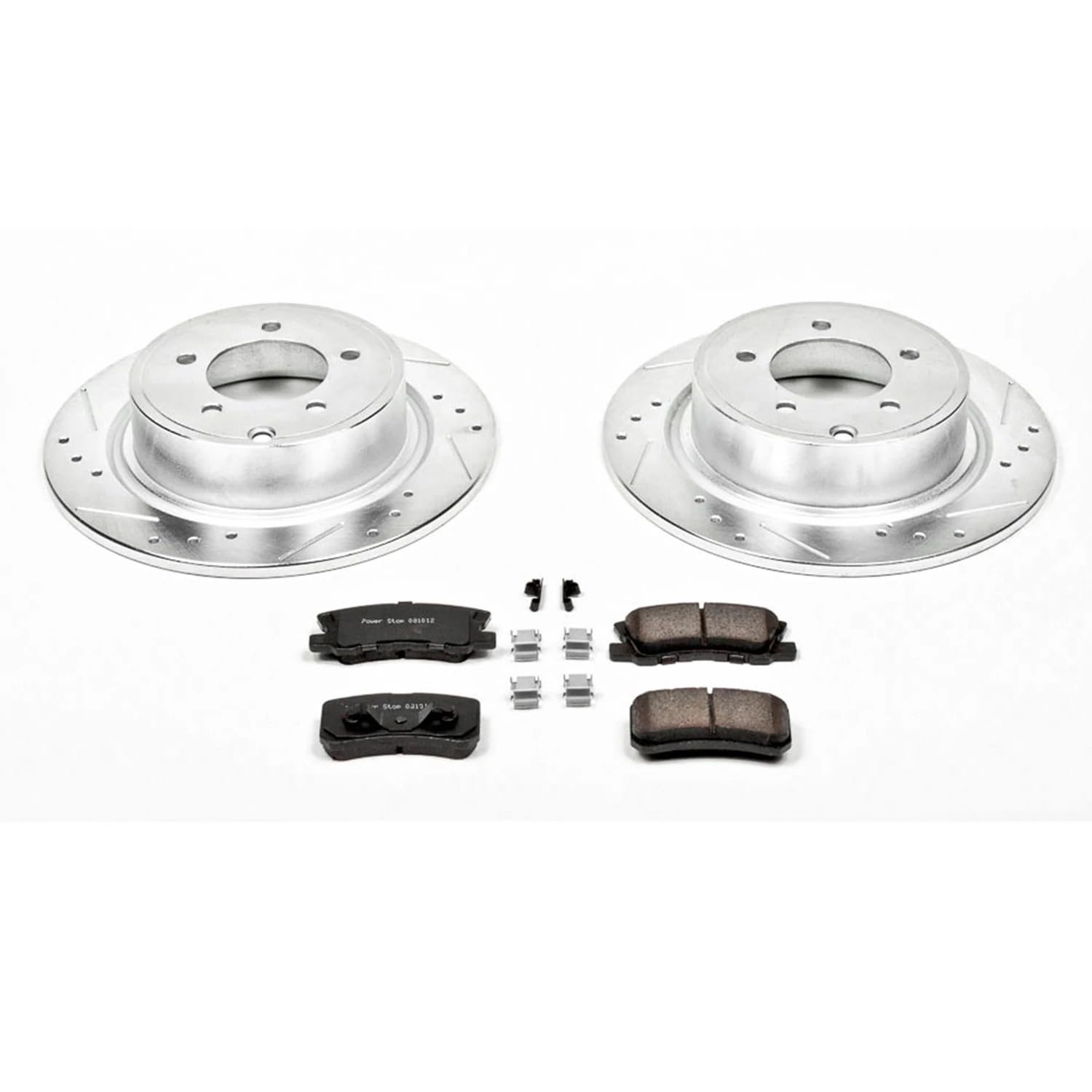 Power Stop K1630 Rear Brake Pads Z23 Carbon Fiber with Drilled & Slotted Brake Rotors Kit For 200, Sebring, Avenger, Caliber, Compass, Patriot, Lancer, Outlander, Outlander Sport [Model Specific]