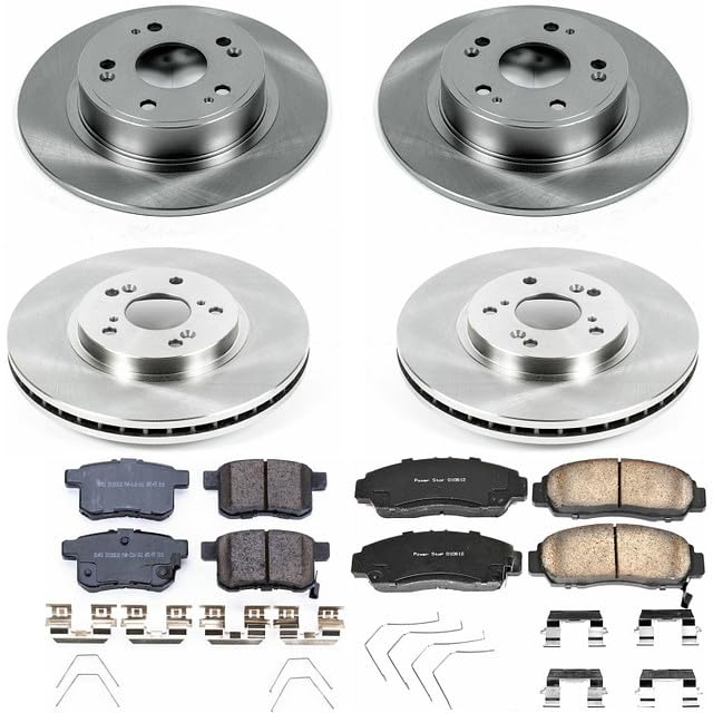 POWERSTOP Autospecialty KOE5391 Front and Rear Replacement Brake Kit-OE Brake Rotors & Ceramic Brake Pads For 2011 2012 2013 2014 Acura TSX | 2011 2012 Honda Accord EX EX-L
