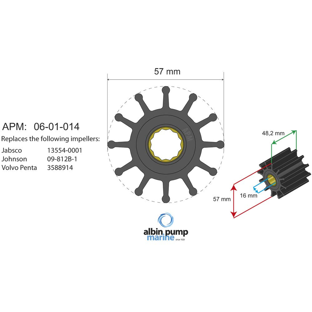 Albin Navyline Pump Impeller Kit PN 06-01-014