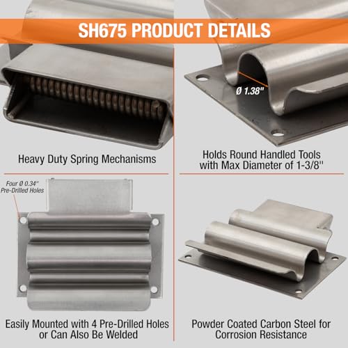 Buyers Products Hand Tool Rack SH675SS Holder for Enclosed Municipal Landscaping or Dump Truck Trailers & Garage or Shed Walls, Holds Hand Tools Great for Shovels, Rakes, Hoes, Heavy Duty