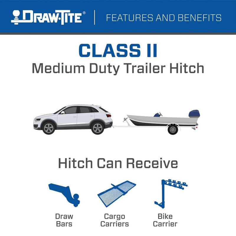 Class 2 Draw-Tite 36675 Trailer Hitch, 1-1/4-Inch Receiver, Black, Compatible with Toyota and Lexus Selected Models, (Please Verify Vehicle Application)