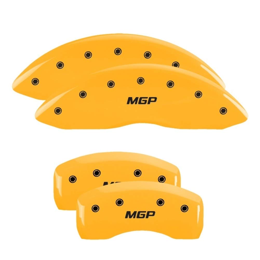 Brake Caliper Covers MGP - Compatible with 2018-2025 Honda Accord (Requires 17"+ Wheels) Yellow Powder-Coated Finish, 4PCS Front and Rear (Honda Engraving)