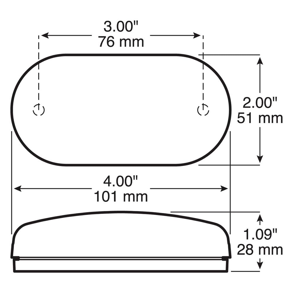 35R-MV-BT2 Peterson Led Marker/Clearance, Pc Mv Oblong, 4.125"X2" Bt2