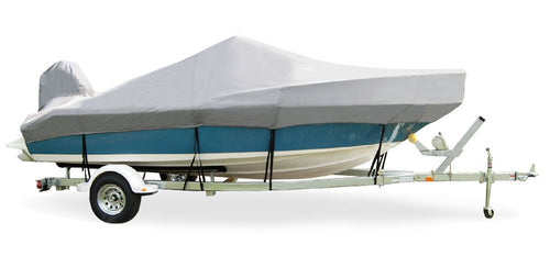 Semi-Custom Trailerite Boat Cover for Offshore Fishing Boats with Outboard Motor - Includes Motor Hood, Gray (17'5" - 18'4" CL x 92" B)