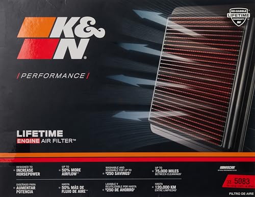 High-Flow K&N Original Lifetime Engine Air Filter: Increase Power: Premium, Washable: Compatible with 2006-2014 BMW: 128I, 130I, 325I, 328I, 330I, 33-2332