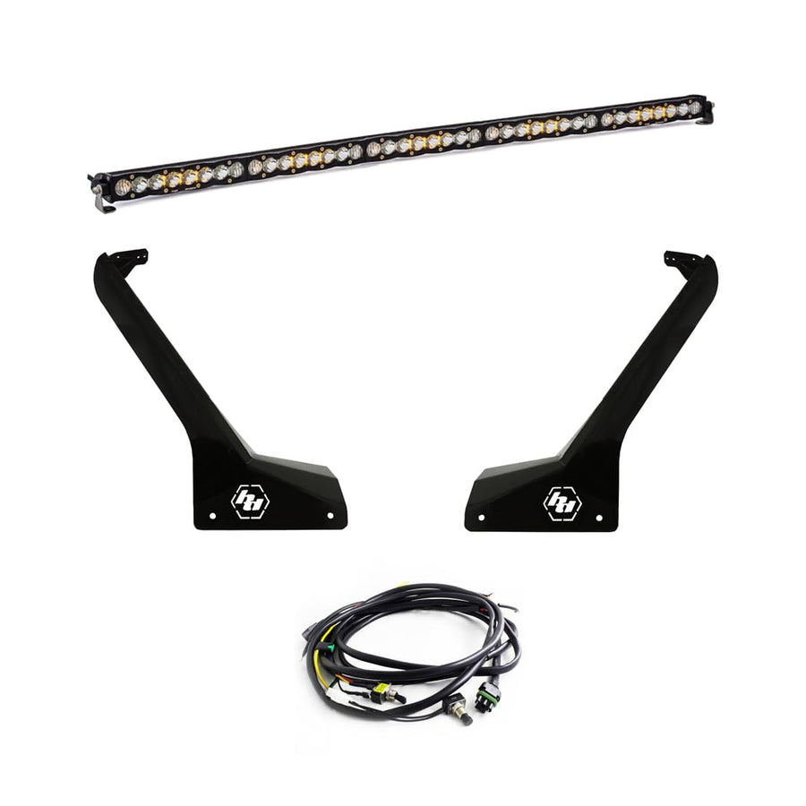 Baja Designs 50-Inch S8 LED Bar Roof Mount Light Kit for Jeep Gladiator 2020-23, Wrangler JL 2018-23, Includes Switch Wiring Harness (Driving/Combo Lens; Clear)