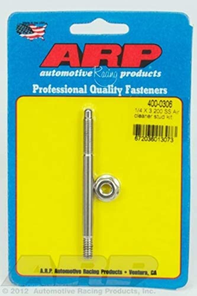 ARP Air Cleaner Stud, Hex Nut, 1/4-20 in Thread, 3.2 in Long, Stainless, Polished, Each
