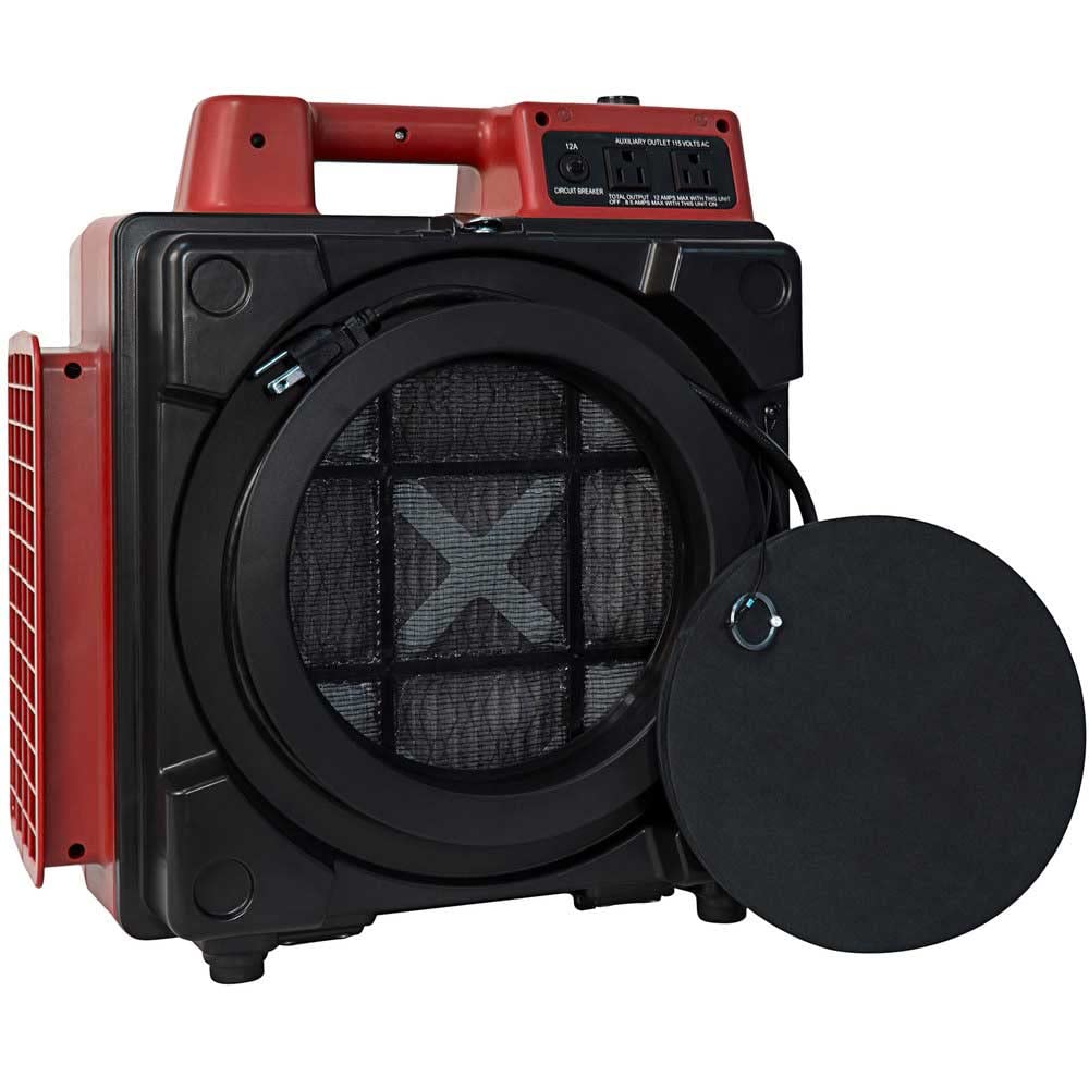 XPOWER 1/3HP X-2480A 550 CFM Air Scrubber - Professional 3-Stage HEPA Mini Air Scrubber with built in GFCI Power Outlets