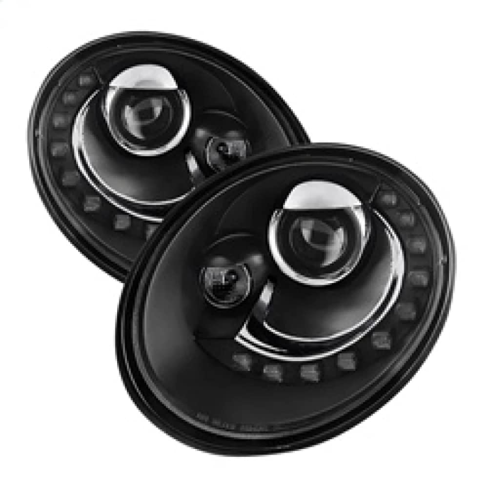 Volkswagen Beetle 06-10 Spyder 5080929 Projector Headlights - DRL LED - Black