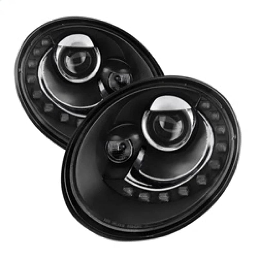Volkswagen Beetle 06-10 Spyder 5080929 Projector Headlights - DRL LED - Black