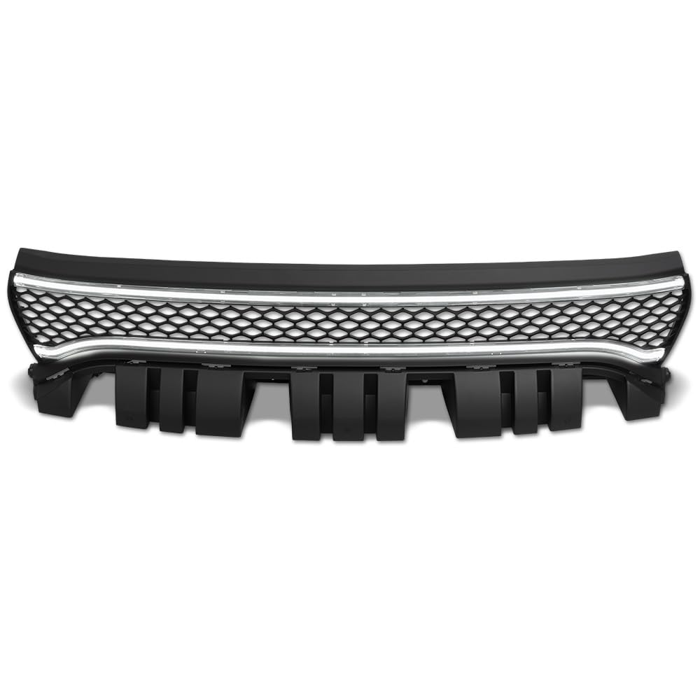 HEX Style Armordillo Honeycomb Mesh LED Front Grille|Compatible With 2015-2023 Dodge Charger|8734995|ABS Plastic|Matte Black|Front Hood Bumper Grille With LED Light Bar