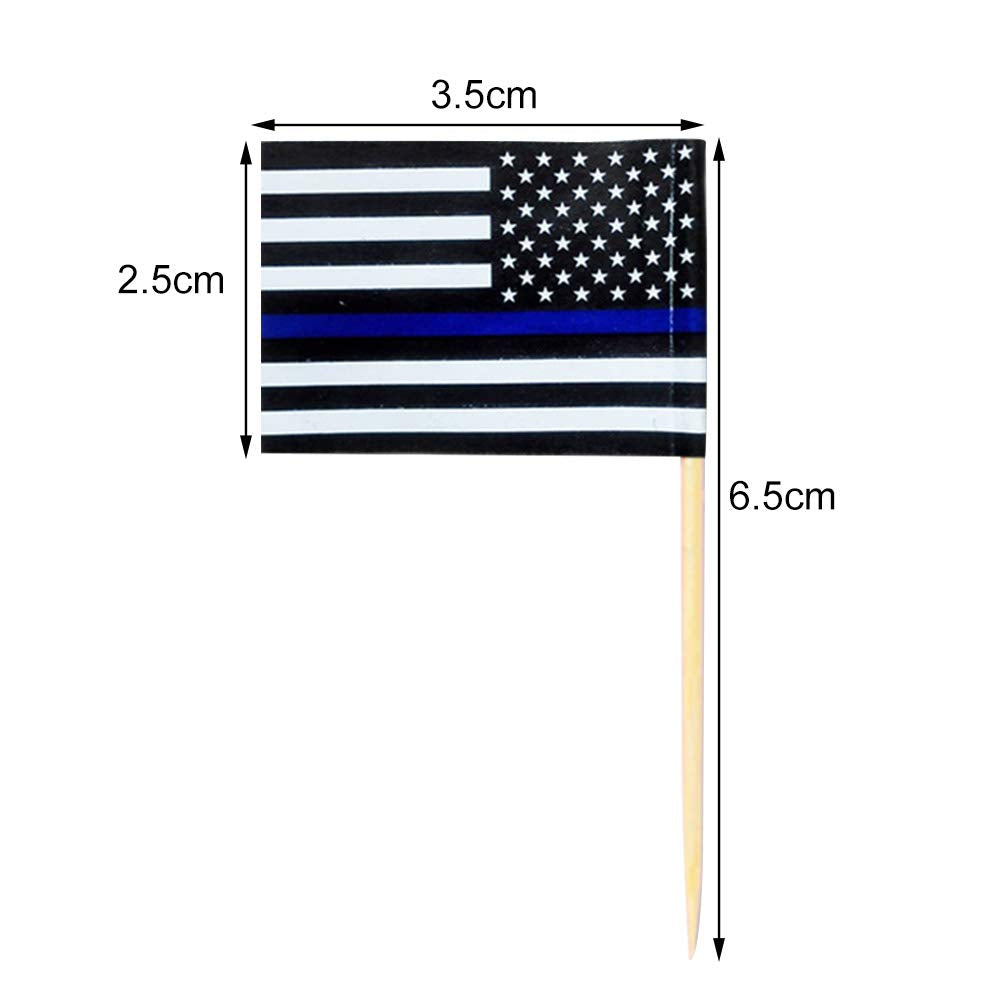 100pcs/Set szlsl88 Toothpick Flag Parade Decor Party Stick Fruit American Police Home Garden Office Mini Portable Fade Resistant Bar Paper (Army)