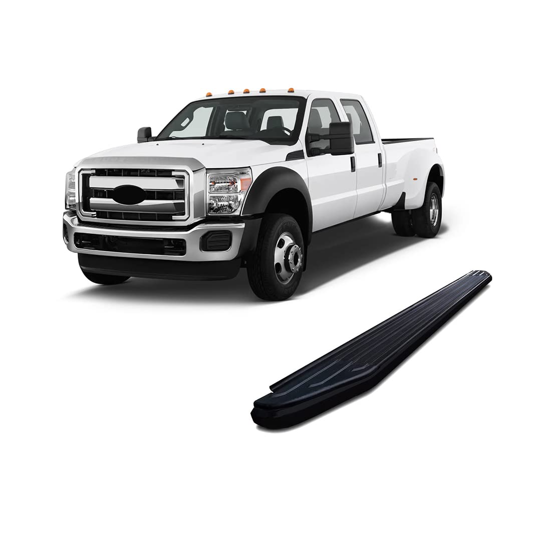 Peerless Black Horse Running Boards Compatible with 1999-2016 Ford F-550 Super Duty|1999-2016 Ford F-450 Super Duty|1999-2016 Ford F-350 Super Duty|1999-2016 Ford F-250 Super Duty-PR-F491BK
