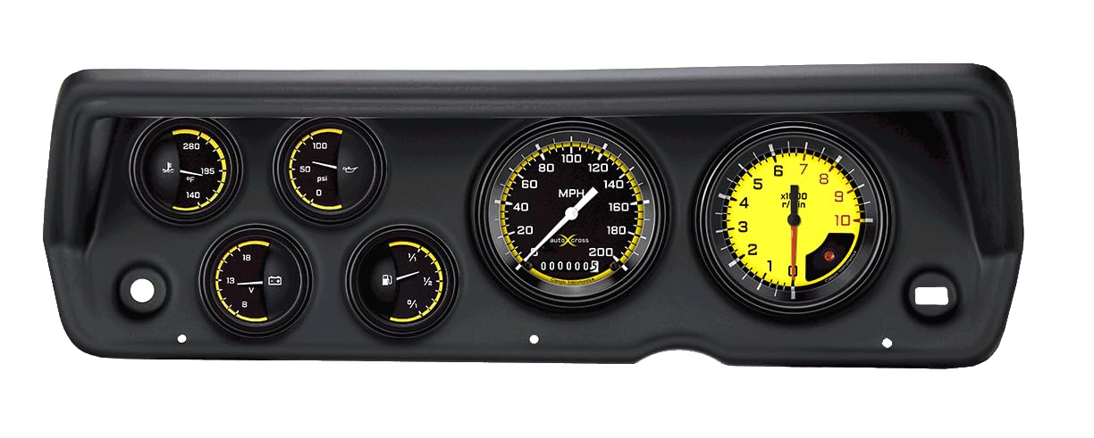 Autocross Yellow Classic Instruments CDDU70AXY01BL Direct Fit 6 Gauge Set Compatible with 1970-1976 Duster