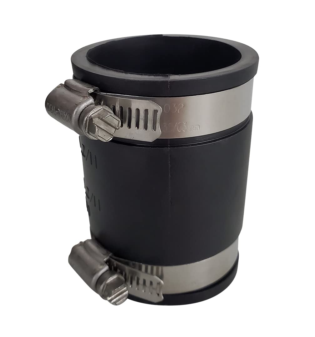 Coupling ICON 14858 Fitting, Flexible Rubber w/Hose Clamps, 1.5" x 1.5"