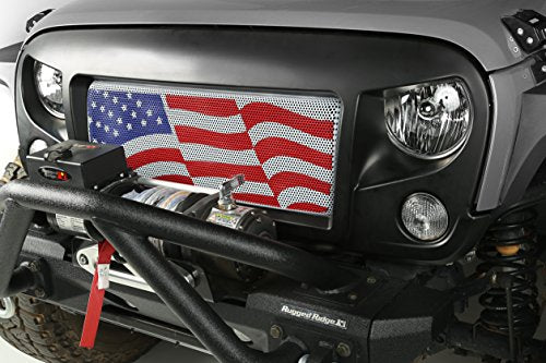 Spartan Grille Insert, American Flag | Rugged Ridge | 12034.22 | Fits 2007-2018 Jeep Wrangler JK