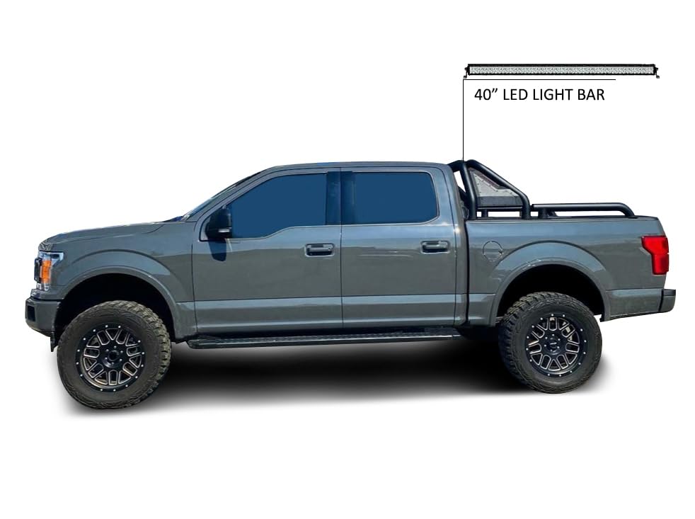 Gladiator Roll Bar Black Horse Modular Black W/40 LED Light Bar Compatible with Universal Roll Bar for 1/2 Ton Trucks (GM-Ford-Dodge- Tundra) -GLRB-01B-KIT