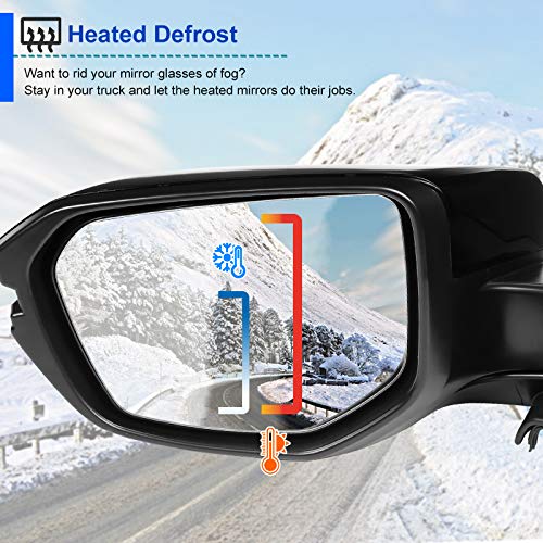 Left Side Mirror- SPEC-D TUNING RMV-CV16HP7-B-MP-L 7 Wires, Power+Lamp+Heated Glossy Black 16-18 Honda Civic