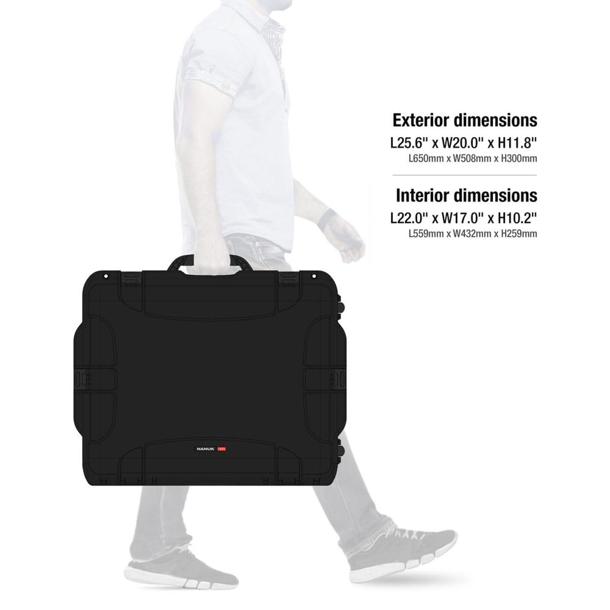 Wheeled Nanuk Series 955 Lightweight NK-7 Resin Waterproof Hard Case with Foam Insert, Black