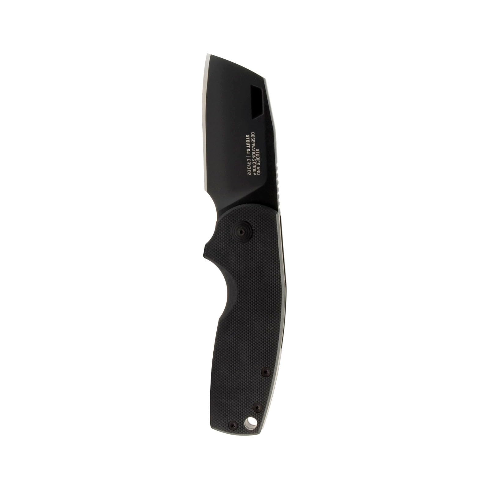 SOG Stout SJ Cleaver Pocket Daily Ambidextrous Folding Knife with Slip Joint Mechanism | G10 Handle | CRYO D2 Steel Blade, Blackout