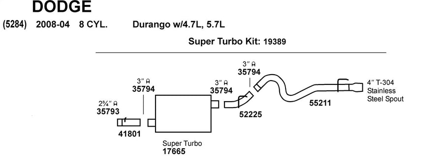 Exhaust Pipe Dynomax 41801 for Dodge Durango