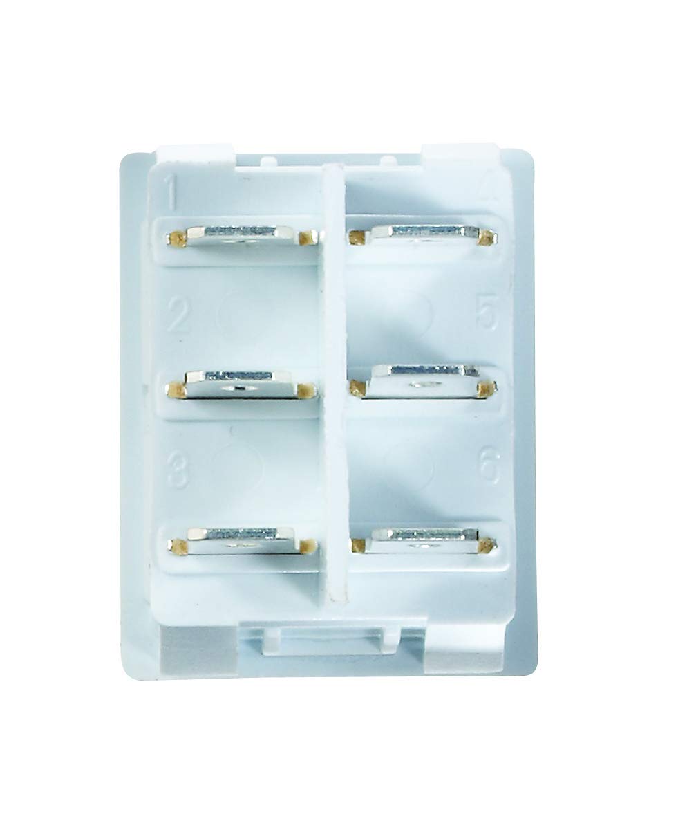 Rocker Switch RV Designer S475, 5 Amp, Momentary On / Off Momentary On, DPDT, White, DC Electrical