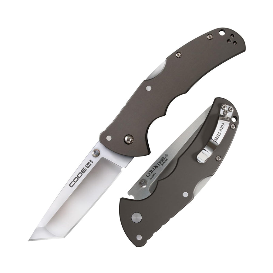 Cold Steel 3.5" Code 4 S35VN Razor-Sharp Tanto Point Blade 5" Aluminum Handle Folding Knife w/Tri-Ad Lock, Boxed