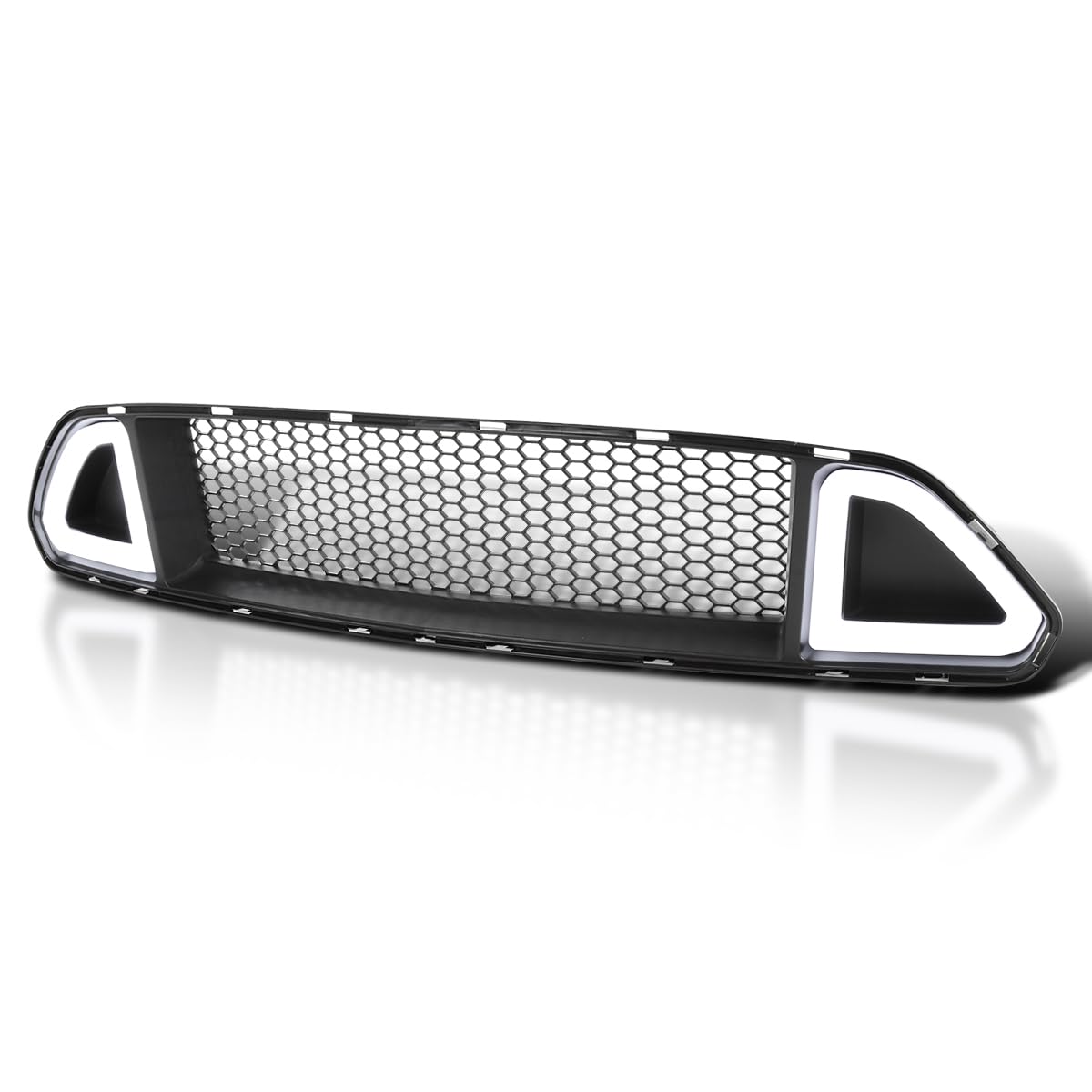Front Upper Hood Mesh Grille w/Bright LED Light Tube Bar Spec-D Tuning Compatible with 2015-2017 Ford Mustang