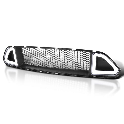 Front Upper Hood Mesh Grille w/Bright LED Light Tube Bar Spec-D Tuning Compatible with 2015-2017 Ford Mustang