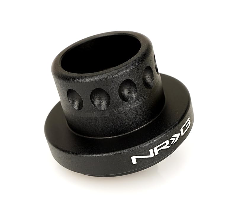 NRG Innovations Short Hub Race Steering Wheel Compatible With 1979-2004 Ford Mustang, Black, Anodized Finish, NRG-SRK-RL179H