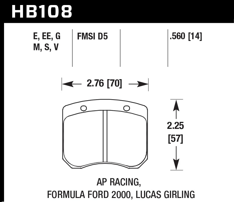 Black Motorsport Brake Pads Hawk Performance HB108M.560