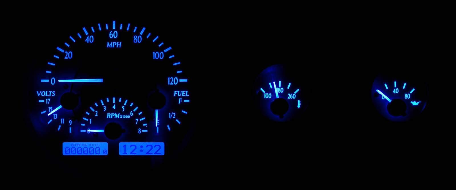Dakota Digital VHX-55J-K-B Gauge System Analog Dash Compatible with Jeep 1955-86 CJ Black Alloy Style Blue Backlighting