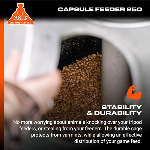 Feeder Game CAPSULE Feeder with 250LB Capacity, 360-Degree Broadcast Hunting Game