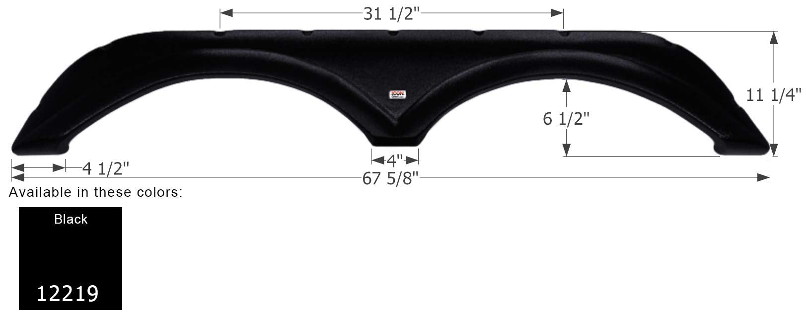 Tandem Axle Fender Skirt ICON 12219 for Starcraft - Black