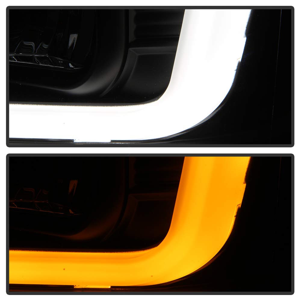 Ford F250/350/450 Spyder 5086228 Super Duty 08-10 Version 2 Projector Headlights - Switch Back Light Bar - Low Beam-H7(Included) ; High Beam-H1(Included) ; Signal-2157NA(Not Included) - Black