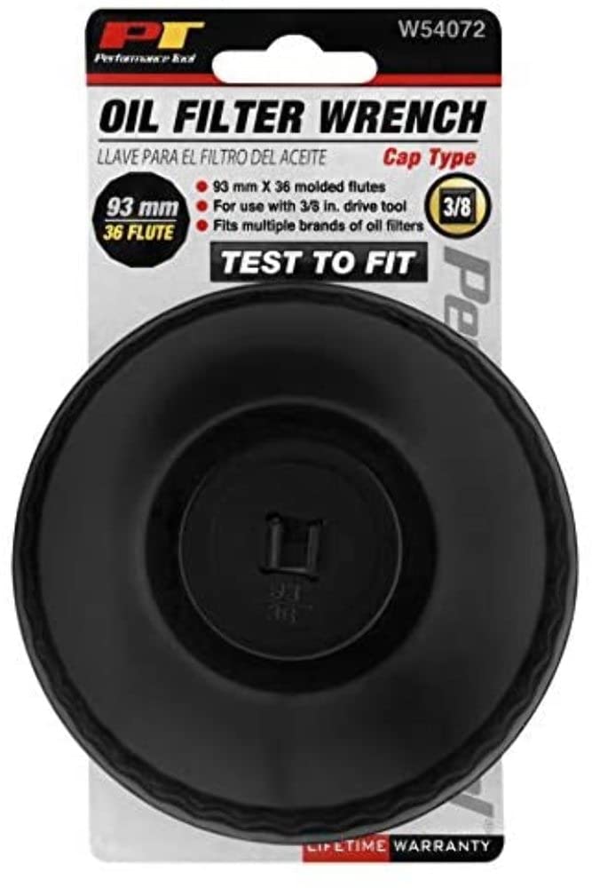 W54072 Performance Tool 93mm, 36 Flutes Steel Oil Filter Wrench for Multiple Brands - 3/8-Inch Drive Tool Compatible
