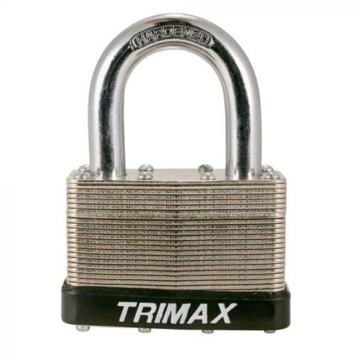 Trimax Dual Locking TLM2150 65mm Solid Steel Laminated Padlock with 1.5" x 7/16" Dia. Shackle