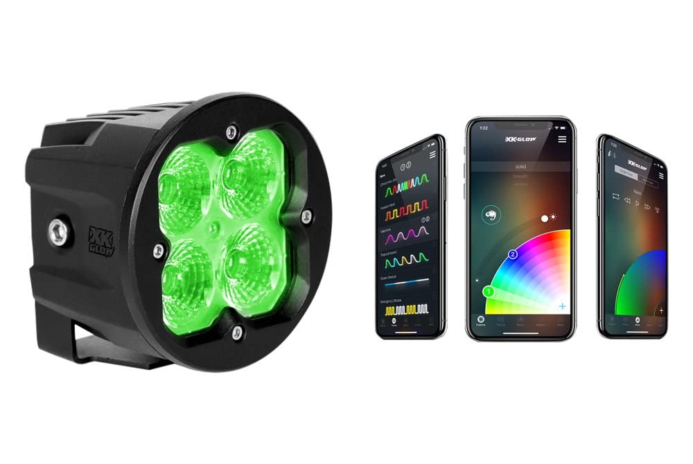 XKGLOW 2PC Fog Light Mount Cube Light Flood Beam SAE Bluetooth App Control