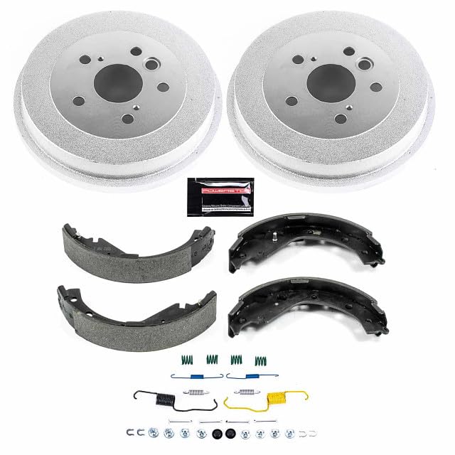 Power Stop KOE15387DK Rear Replacement Brake Kit-OE Brake Drums & Ceramic Brake Pads For Toyota RAV4 2003-2005 [Model Specific]