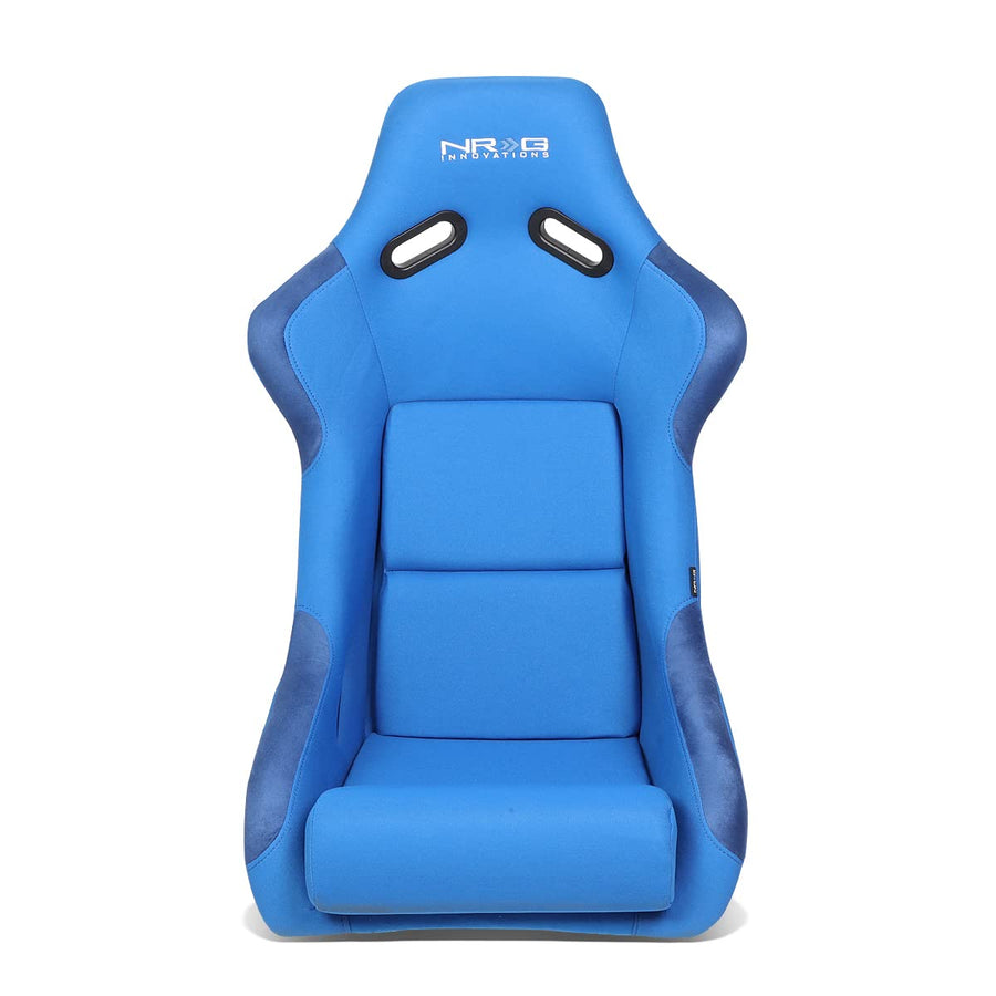 NRG Innovations Fiber Glass NRG-FRP-300BL Fixed Back Bucket Racing Seat, 4pt Harness Compatibility, Blue Seat Cover, 23"W X 18" D X 35" H